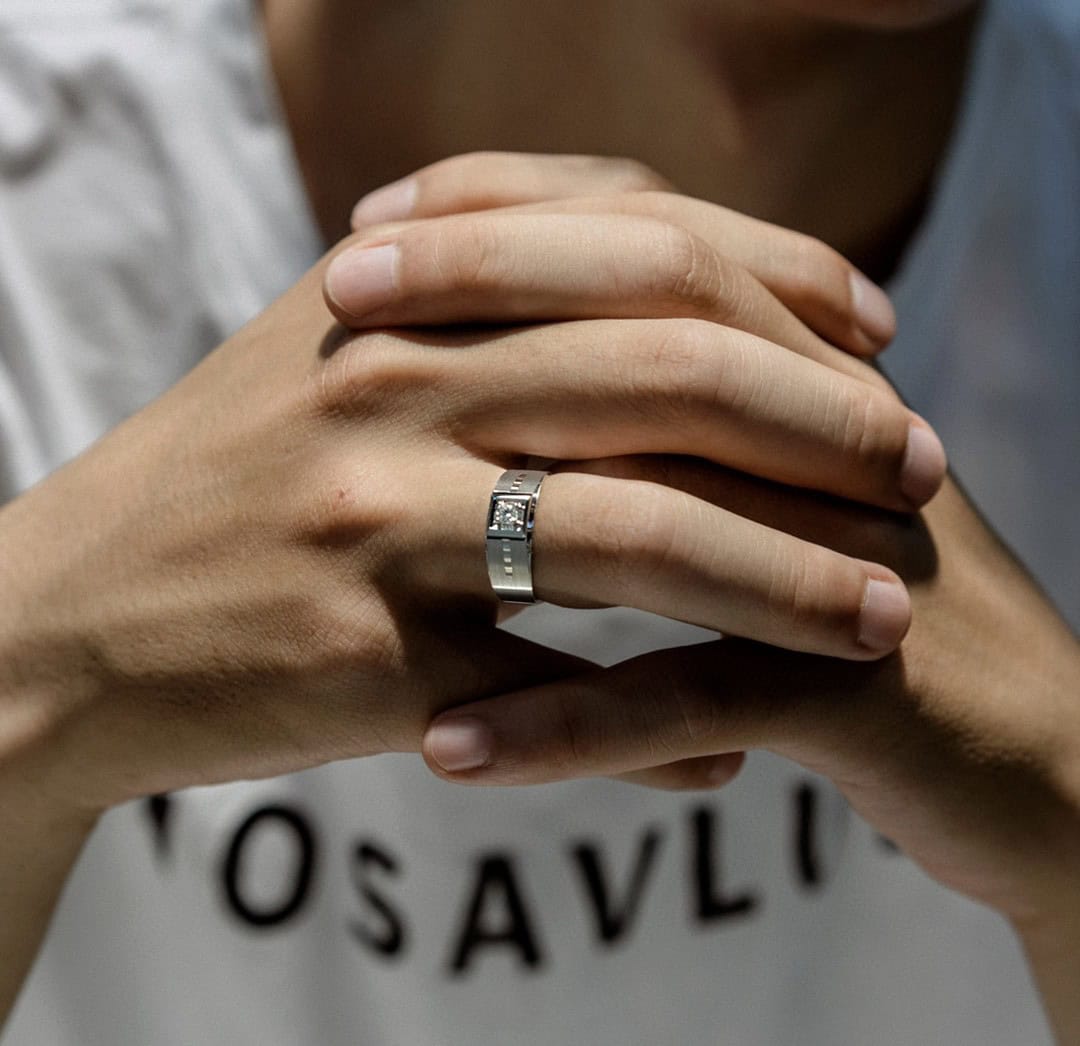 CNC02 Platinum Men’s Rings – CNC Crafted Heavyweight Luxury Diamond Ring — product photo 4 of 6
