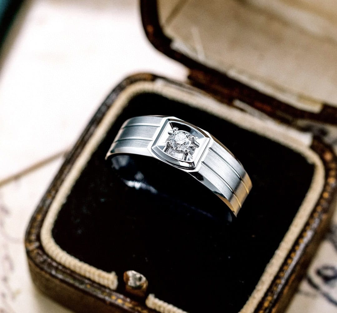 CNC01 Platinum Men’s Rings – CNC Crafted Heavyweight Luxury Diamond Ring — product photo 3 of 5