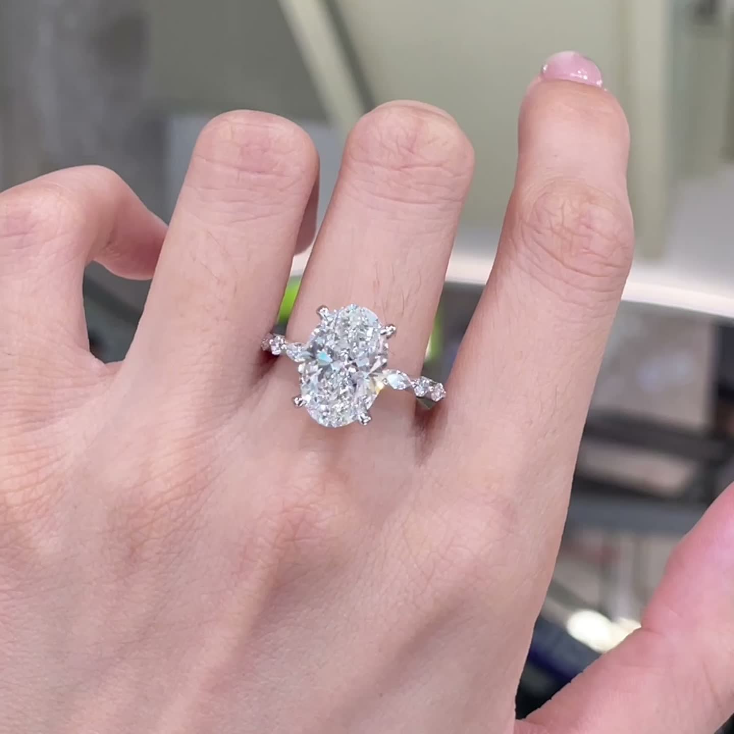 5.03ct Oval Three-Stone Diamond Ring — product photo 4 of 4