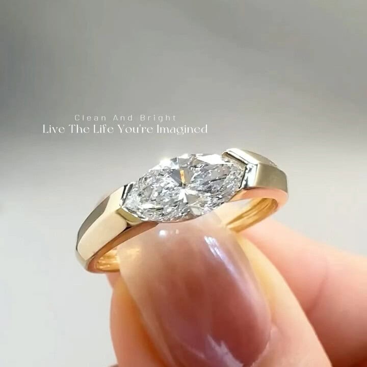 BP001 Minimalist Marquise Lab-Grown Diamond Pinky Ring — product photo 3 of 6