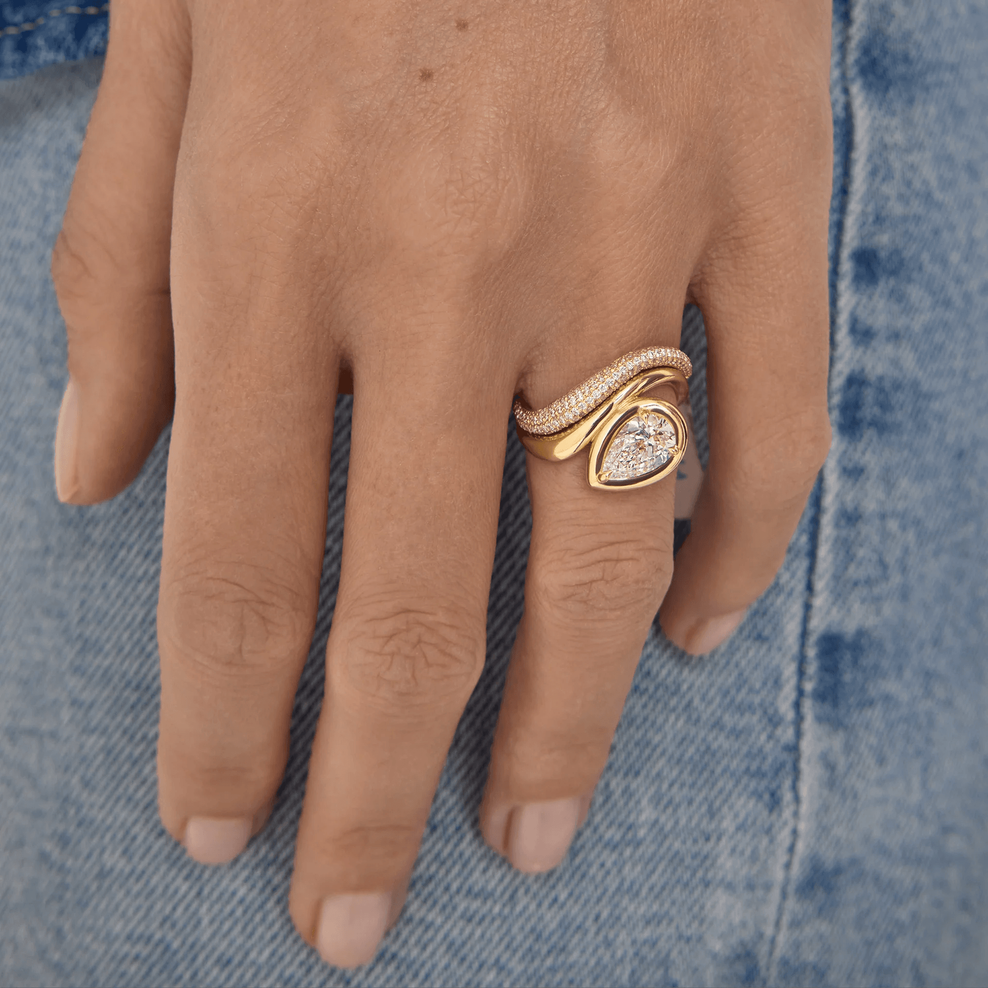 Wave Half Eternity Lab-Grown Diamond Band Ring — product photo 3 of 6