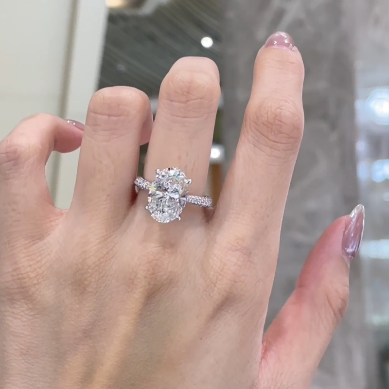 The Lucent Oval Hidden Halo Cathedral Lab-Grown Diamond Ring — product photo 4 of 4