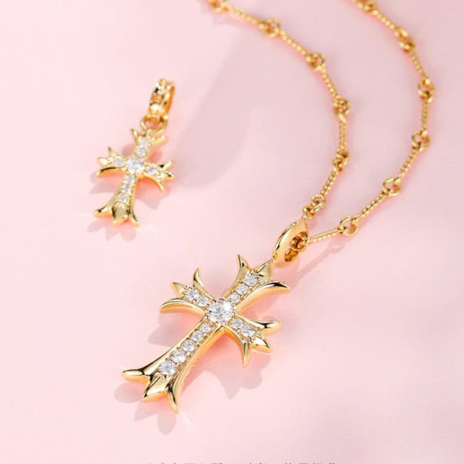 Vintage Cross Pendant Necklace Set | Couple Street Style Rope Chain — product photo 5 of 6