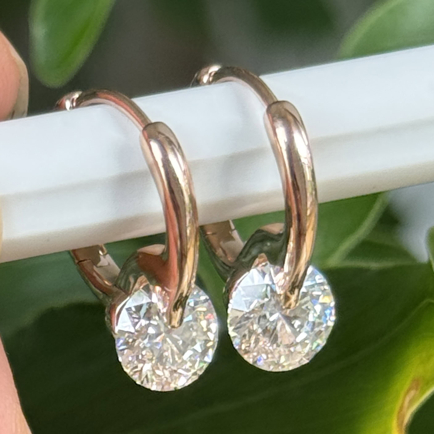 BP003 Dancing Diamond Earrings Moving Lab Diamond Hoop Earrings — product photo 2 of 6