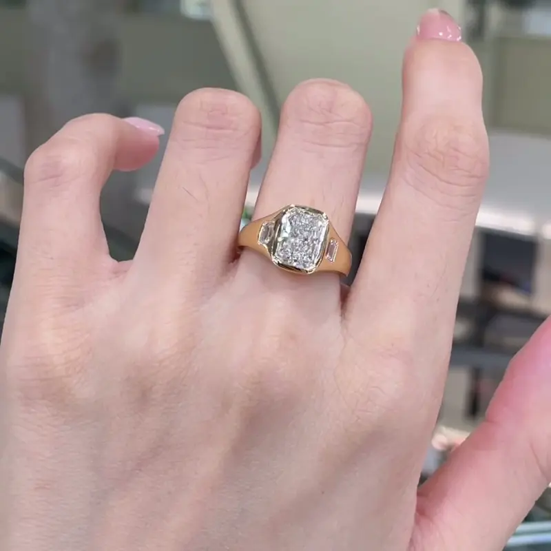 Soren Sculptural Bezel Frame Radiant Lab-Grown Diamond Statement Ring — product photo 2 of 4
