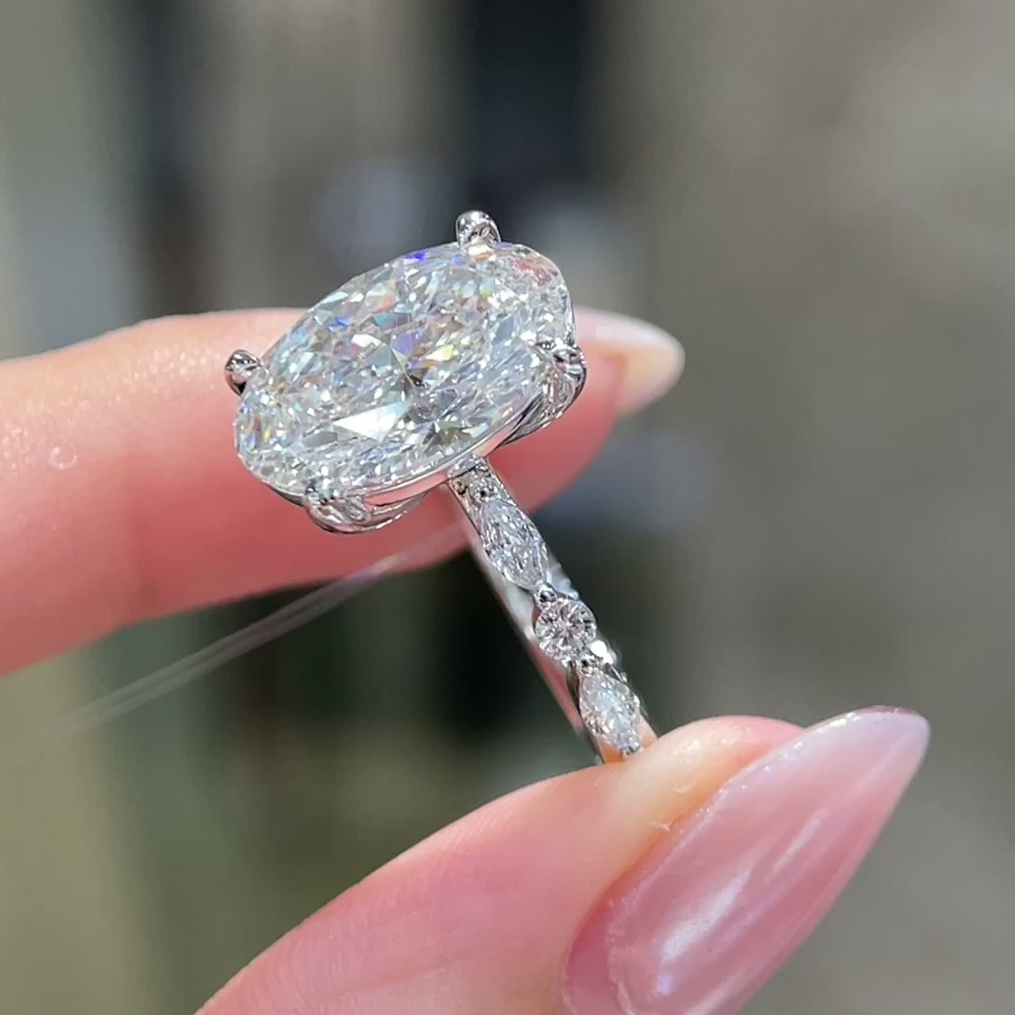 5.03ct Oval Three-Stone Diamond Ring — product photo 2 of 4