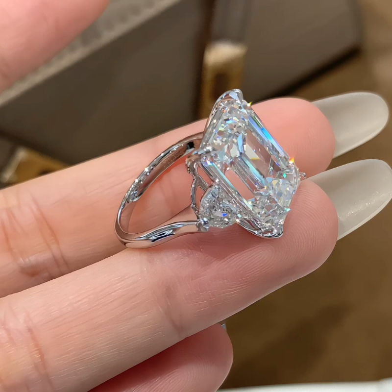 The Sovereign Emerald Cut Three-Stone Lab Diamond Engagement Ring — product photo 4 of 5