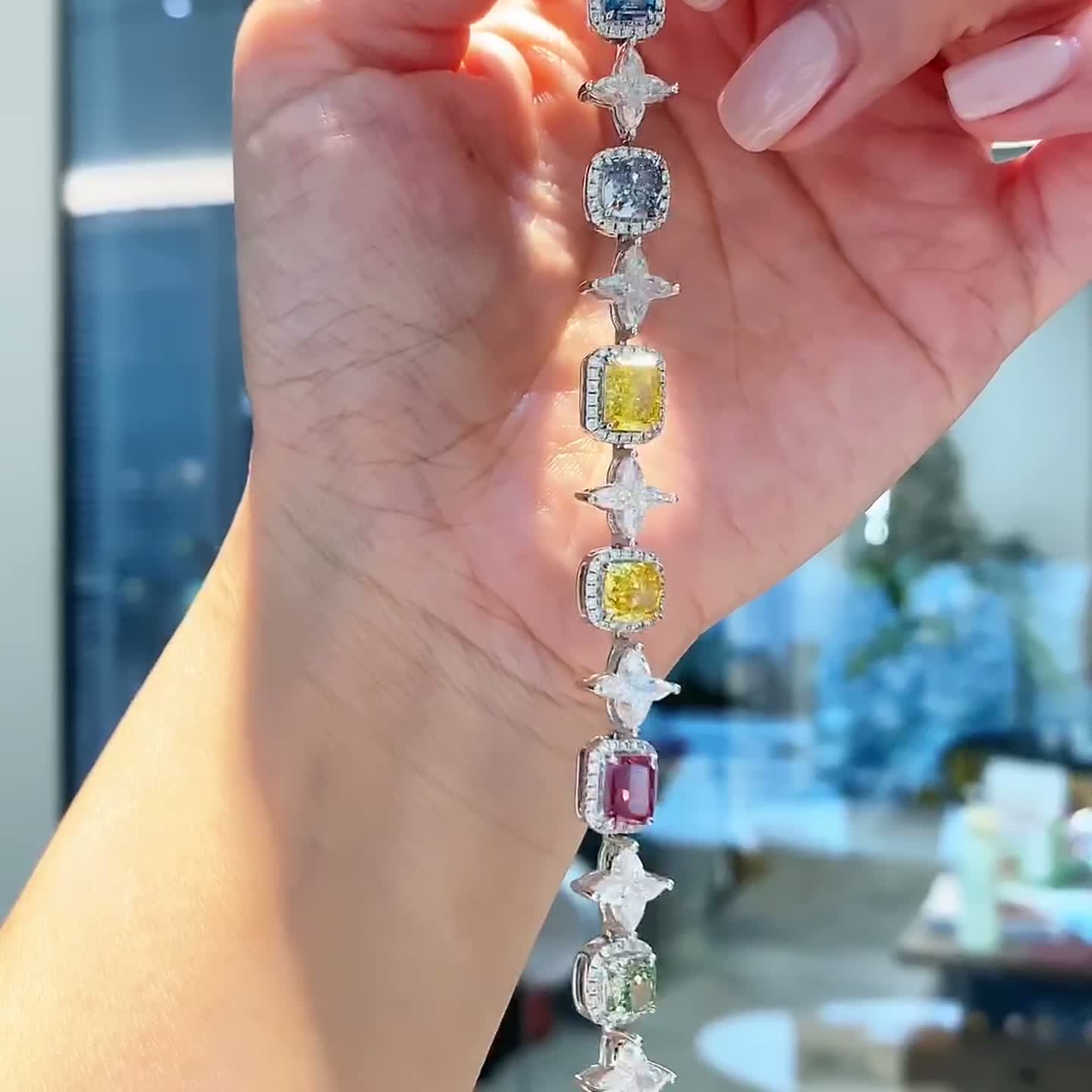 Rainbow Multi-Shape Diamond Bracelet — product photo 3 of 4