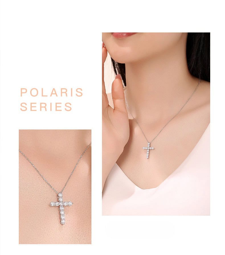 Luxury Cross Diamond Necklace White Gold — product photo 4 of 6