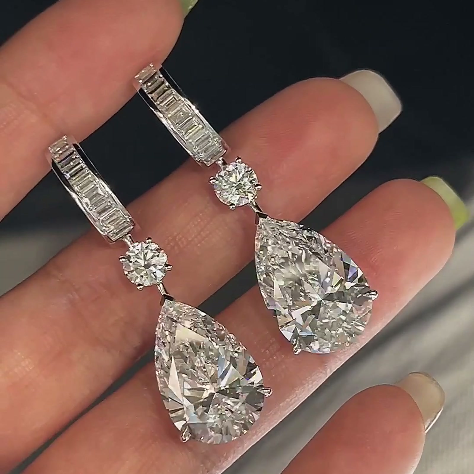 Pear-Cut Lab-Grown Diamond Drop Earrings — product photo 3 of 4