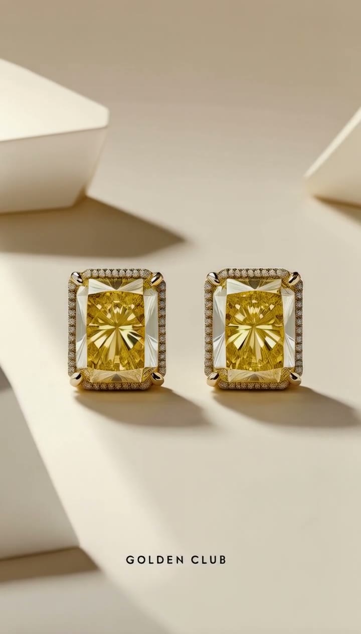 Fancy Yellow Radiant Halo Studs