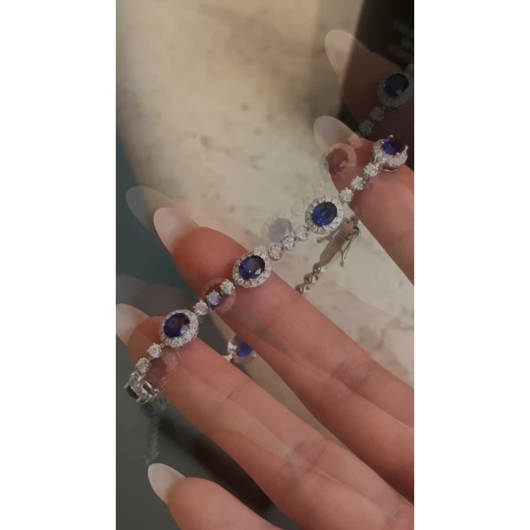 Pearl Blue Sapphire and Diamond Bracelet — product photo 1 of 4