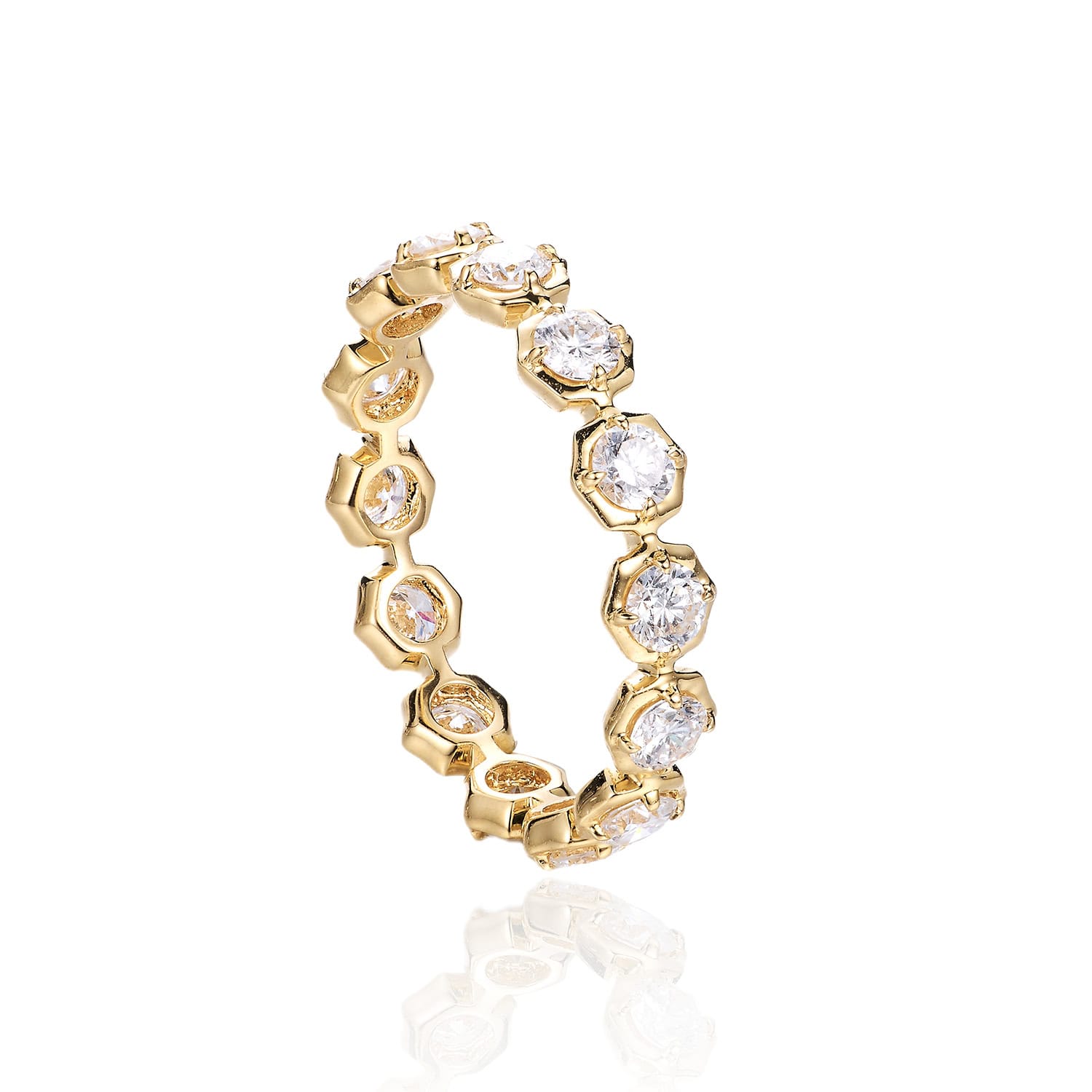 Octagon-Set Lab-Grown Diamond Eternity Ring Stackable wedding Band for Women — product photo 2 of 2