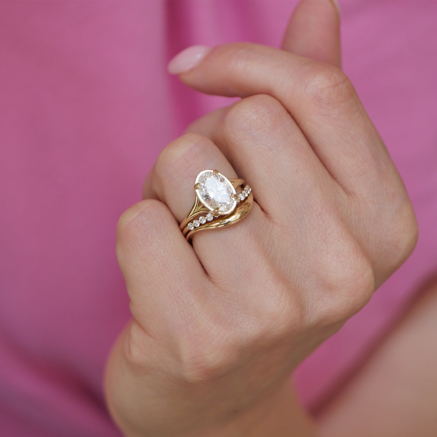 Split Shank Oval Lab Diamond Solitaire Engagement Ring — product photo 6 of 6