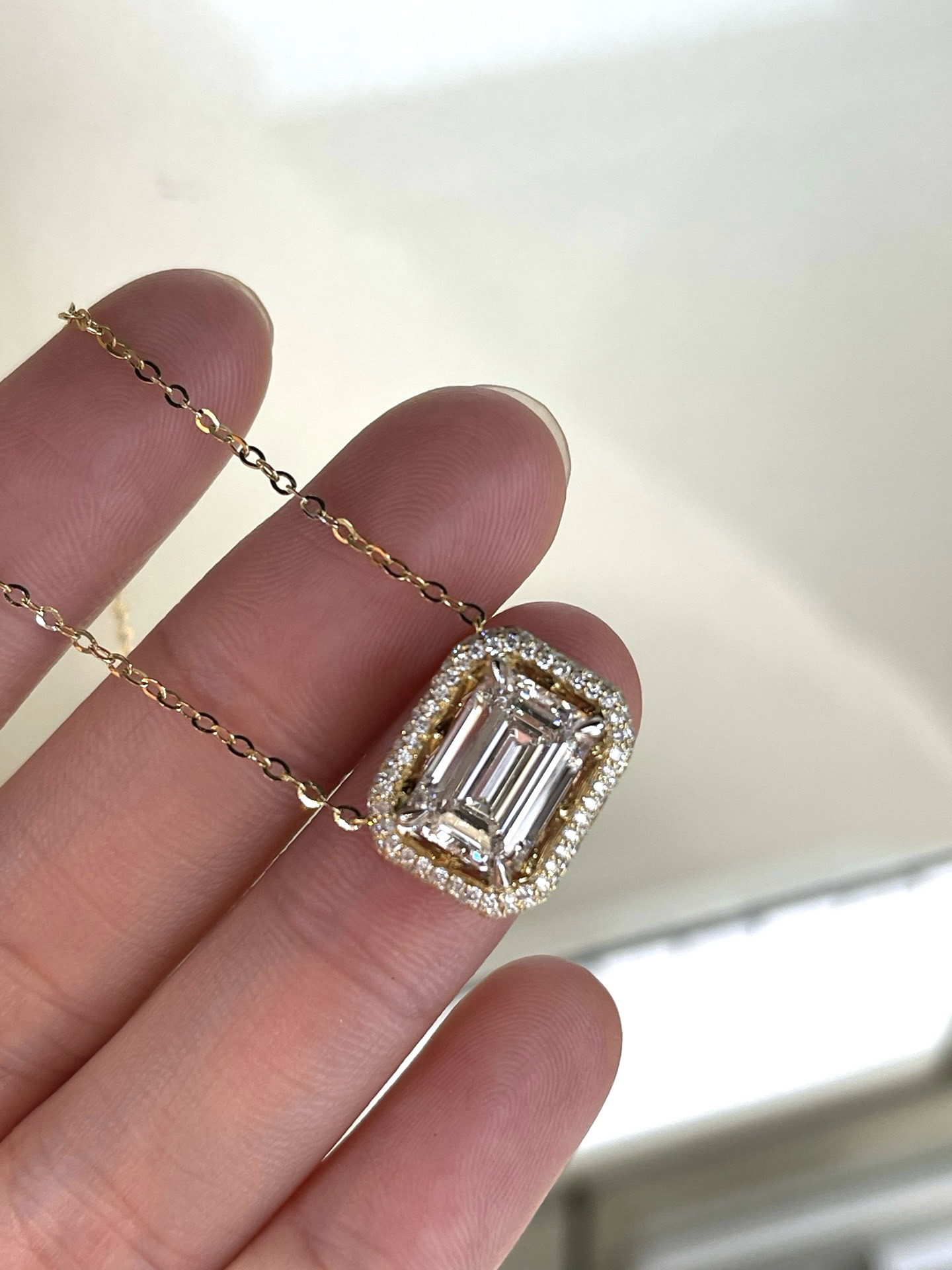 Odette Two-Tone Halo Lab Diamond Necklace Collection — product photo 5 of 6