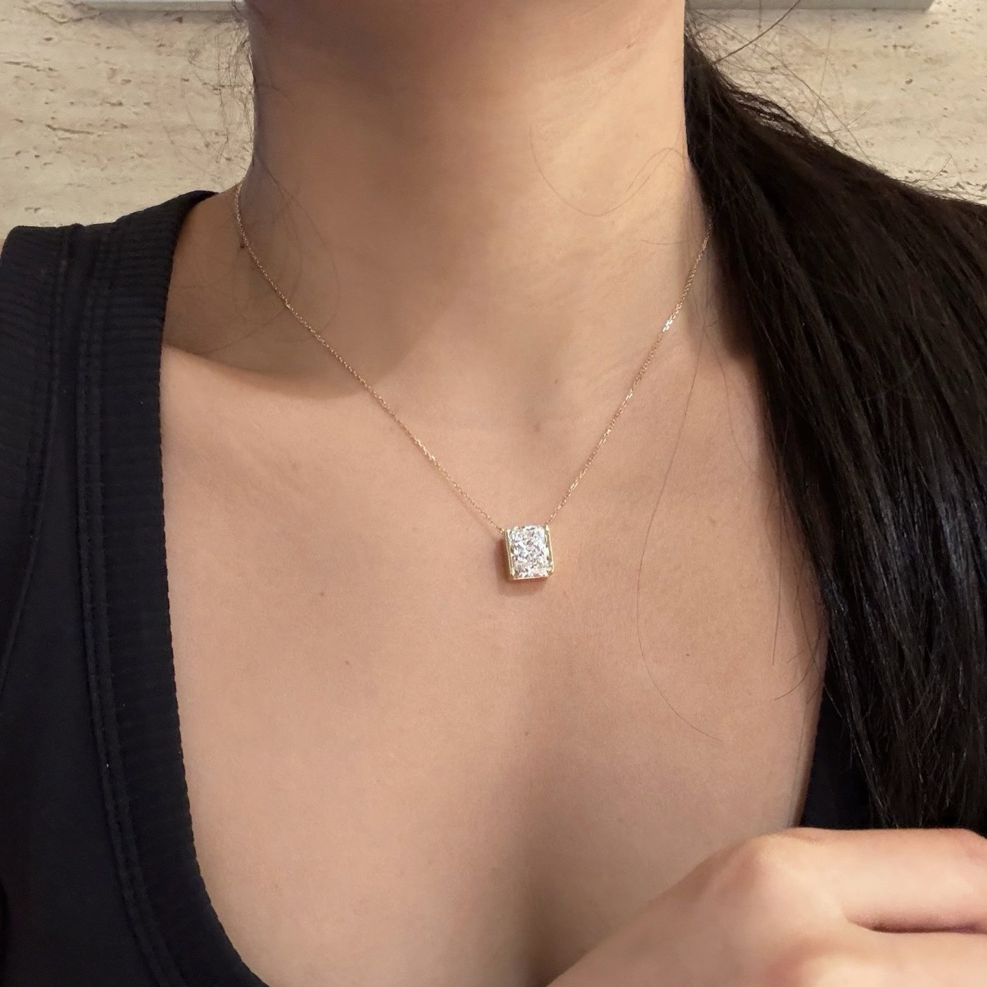 Seraphine Radiant Cut Lab Diamond Pendant Necklace — product photo 4 of 6