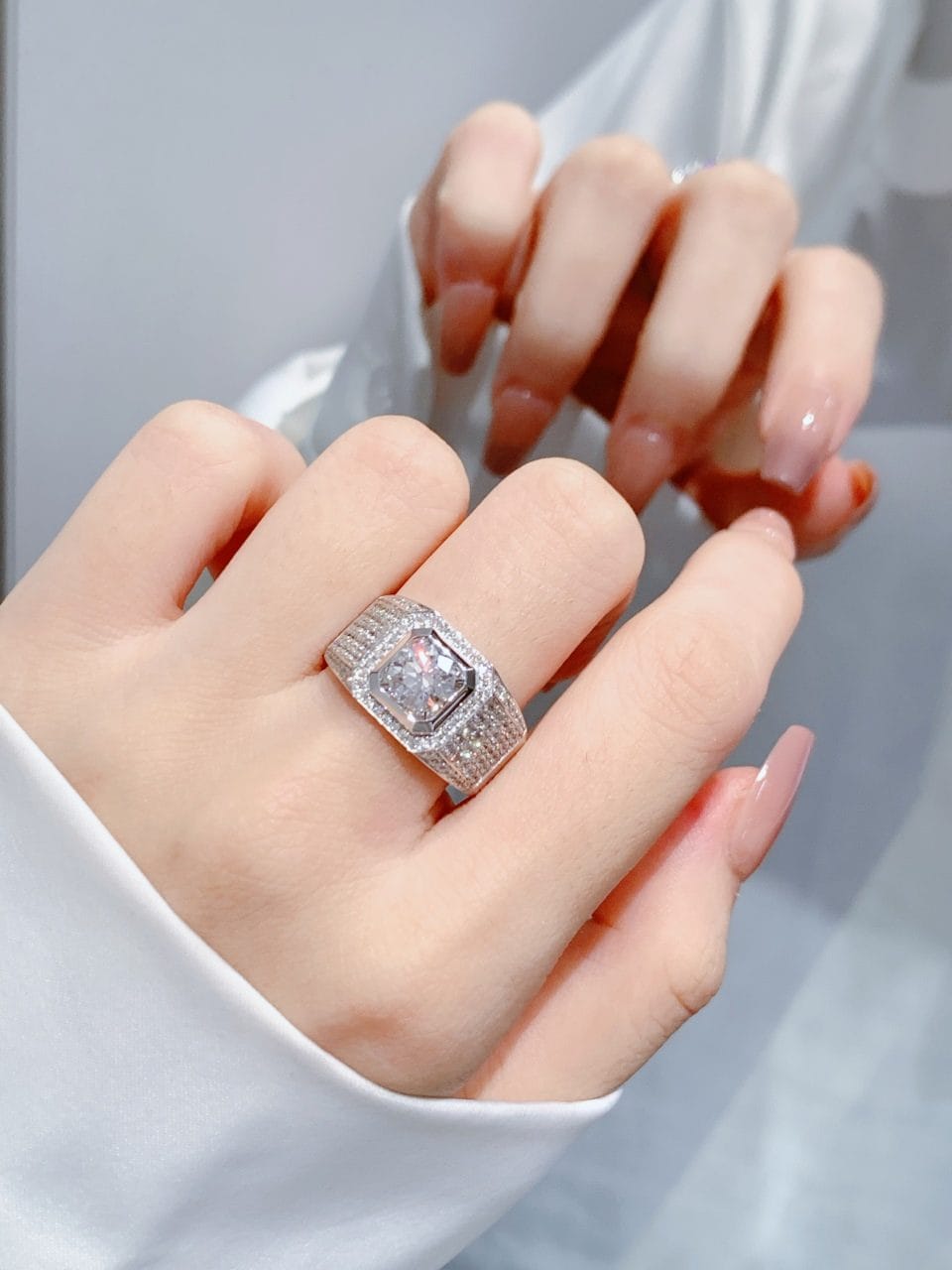 Multi-Row Pavé Platinum Men’s Diamond Ring – Statement Luxury Design — product photo 3 of 6