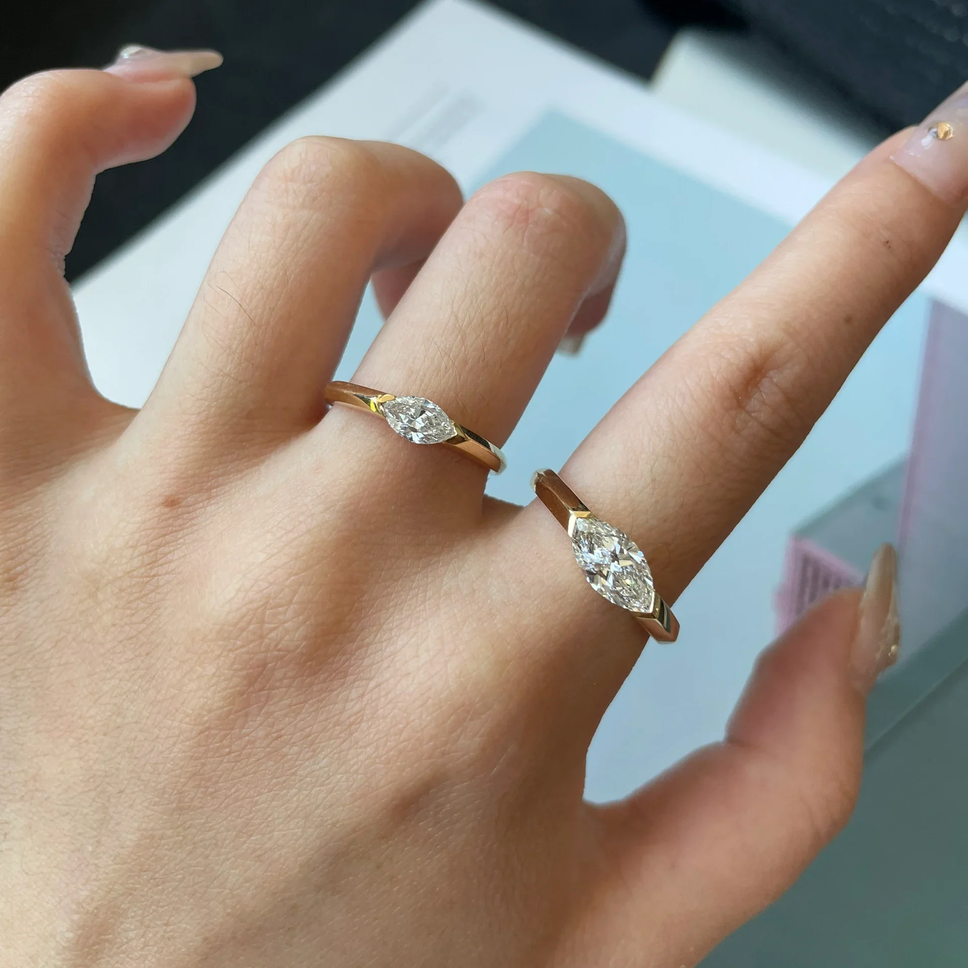 BP001 Minimalist Marquise Lab-Grown Diamond Pinky Ring — product photo 2 of 6