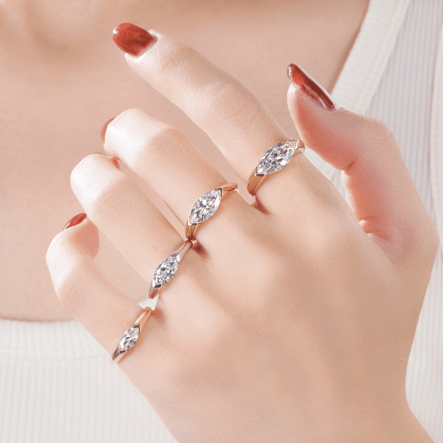 BP001 Minimalist Marquise Lab-Grown Diamond Pinky Ring — product photo 6 of 6