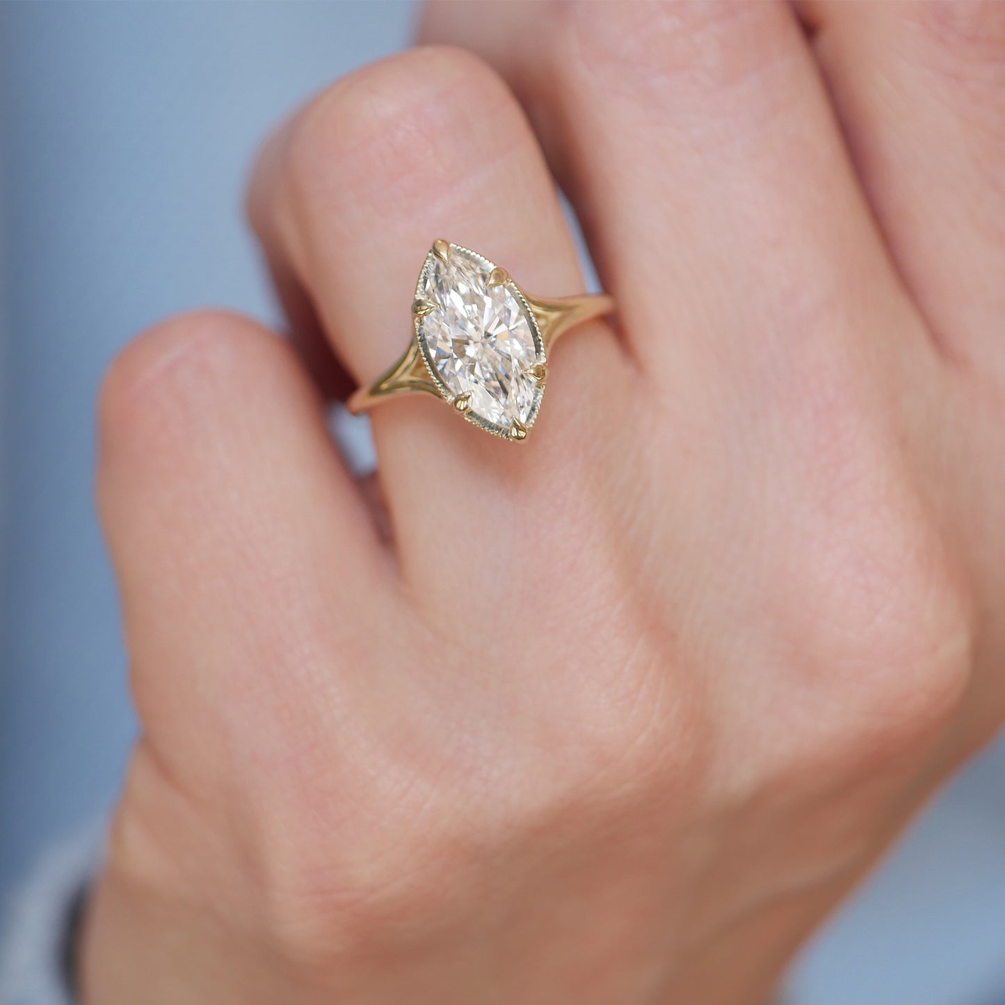 Split Shank Marquise Lab-Grown Diamond Solitaire Ring — product photo 5 of 6