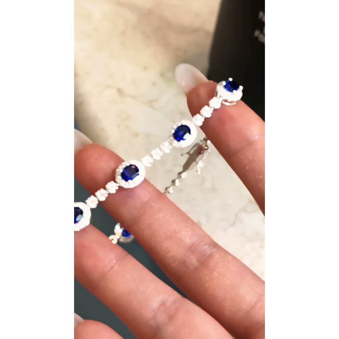 Pearl Blue Sapphire and Diamond Bracelet — product photo 2 of 4
