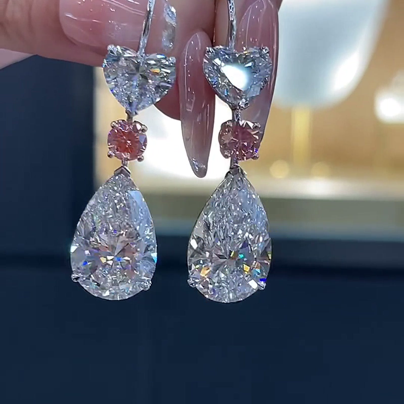Celestine Pear Drop Lab-Grown Diamond Earrings — product photo 2 of 4