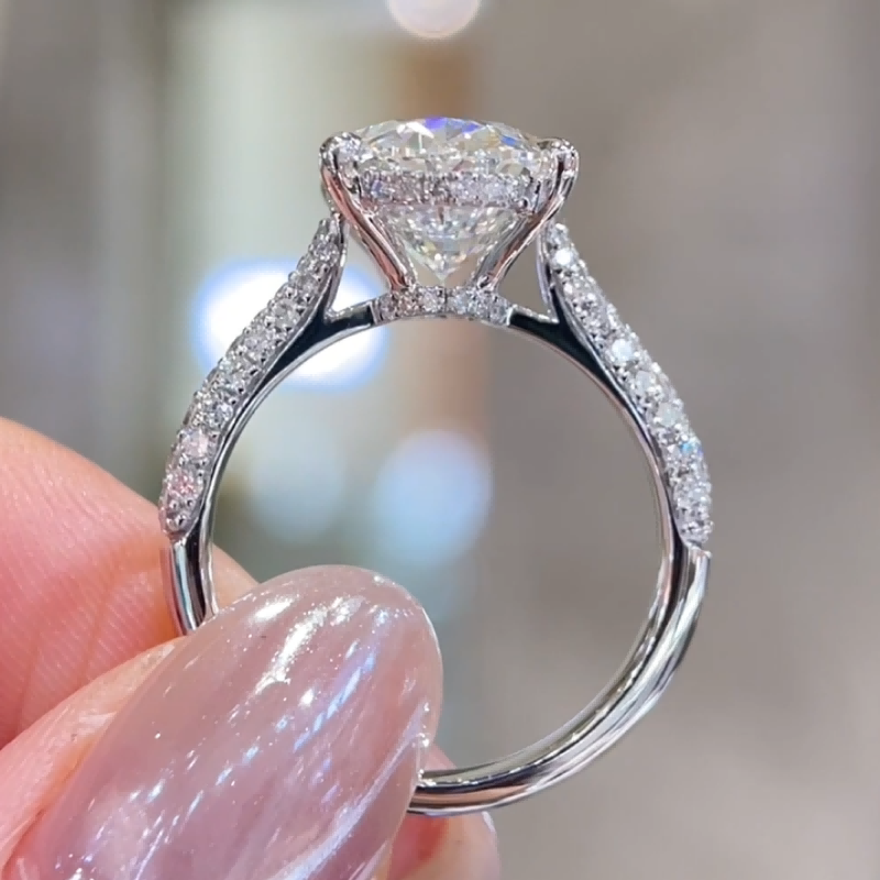 The Lucent Oval Hidden Halo Cathedral Lab-Grown Diamond Ring — product photo 2 of 4