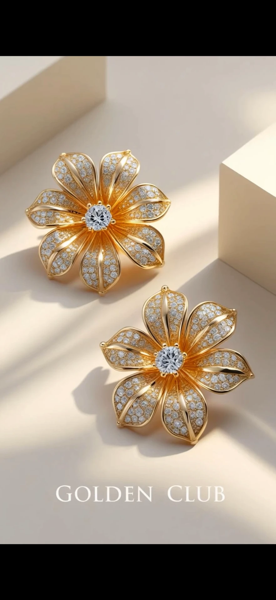Diamond Flower Statement Studs
