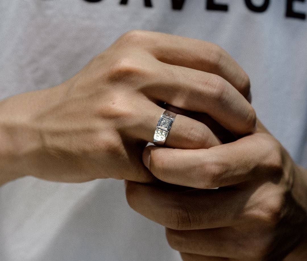 CNC03 Platinum Men’s Rings – CNC Crafted Heavyweight Luxury Diamond Ring — product photo 3 of 6
