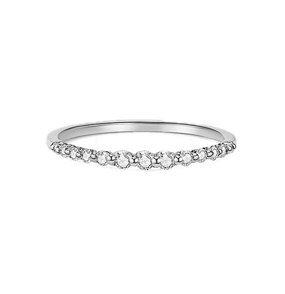 Bubble Gradient Lab-Grown Diamond Stackable Thin Band 18K14K Gold Delicate Daily Ring — product photo 4 of 6