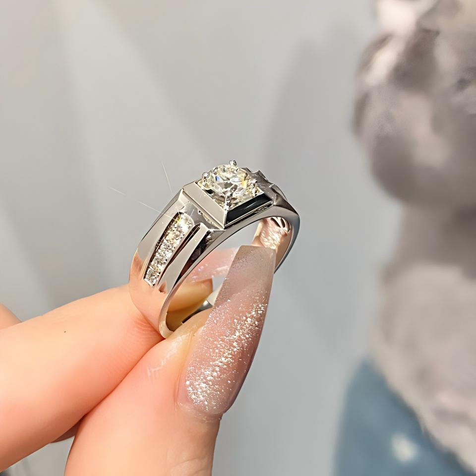10-Stone Micro Pavé Lab-Grown Diamond Band – Platinum Men’s Diamond Ring — product photo 4 of 6