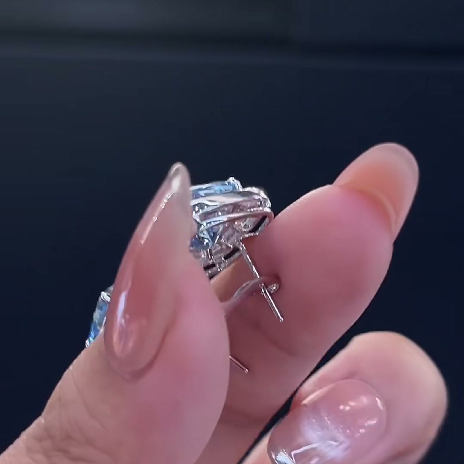 Blue Lab-Grown Diamond Stud Earrings — product photo 2 of 4