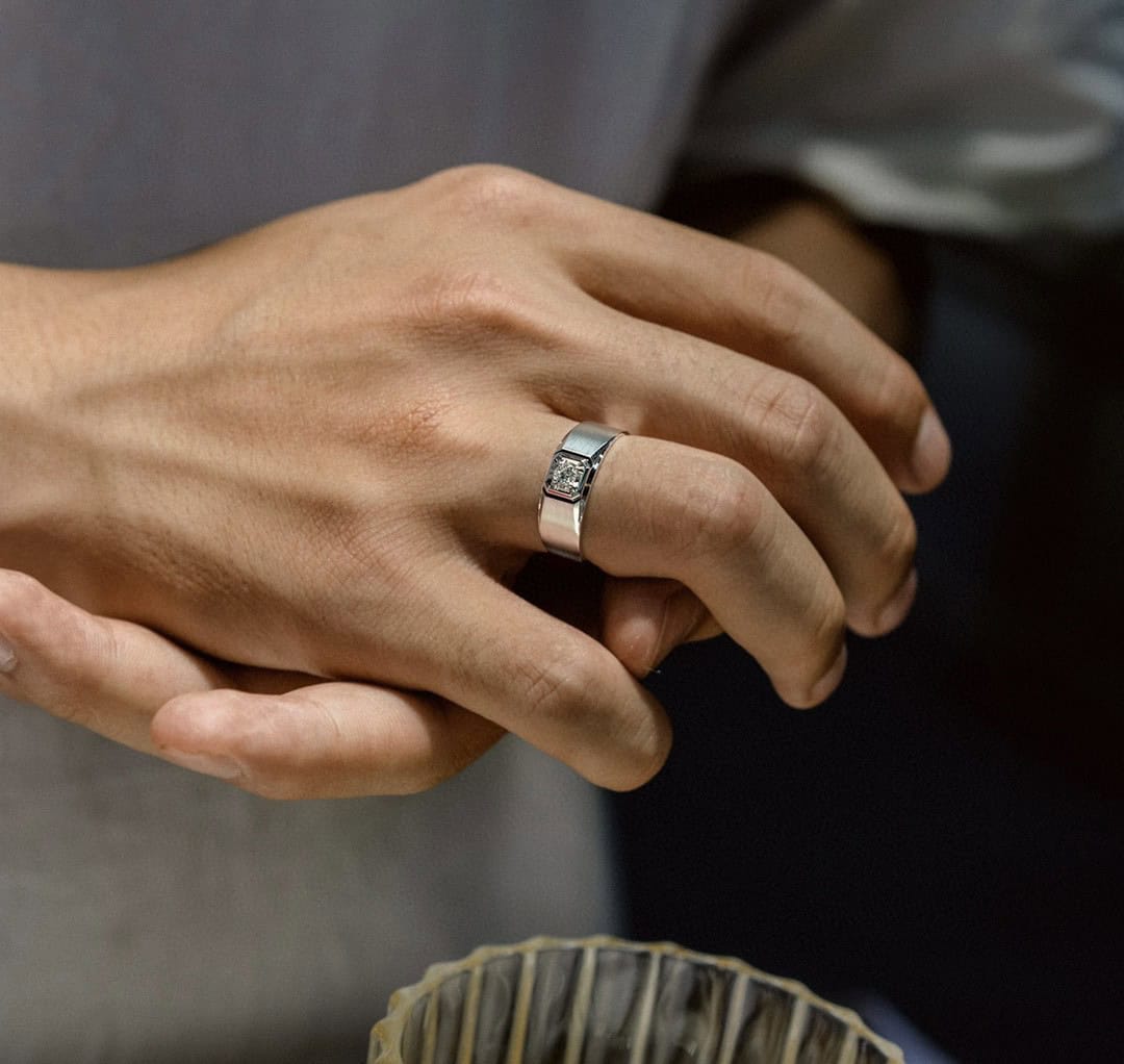 CNC06 Platinum Men’s Rings – CNC Crafted Heavyweight Luxury Diamond Ring — product photo 2 of 6