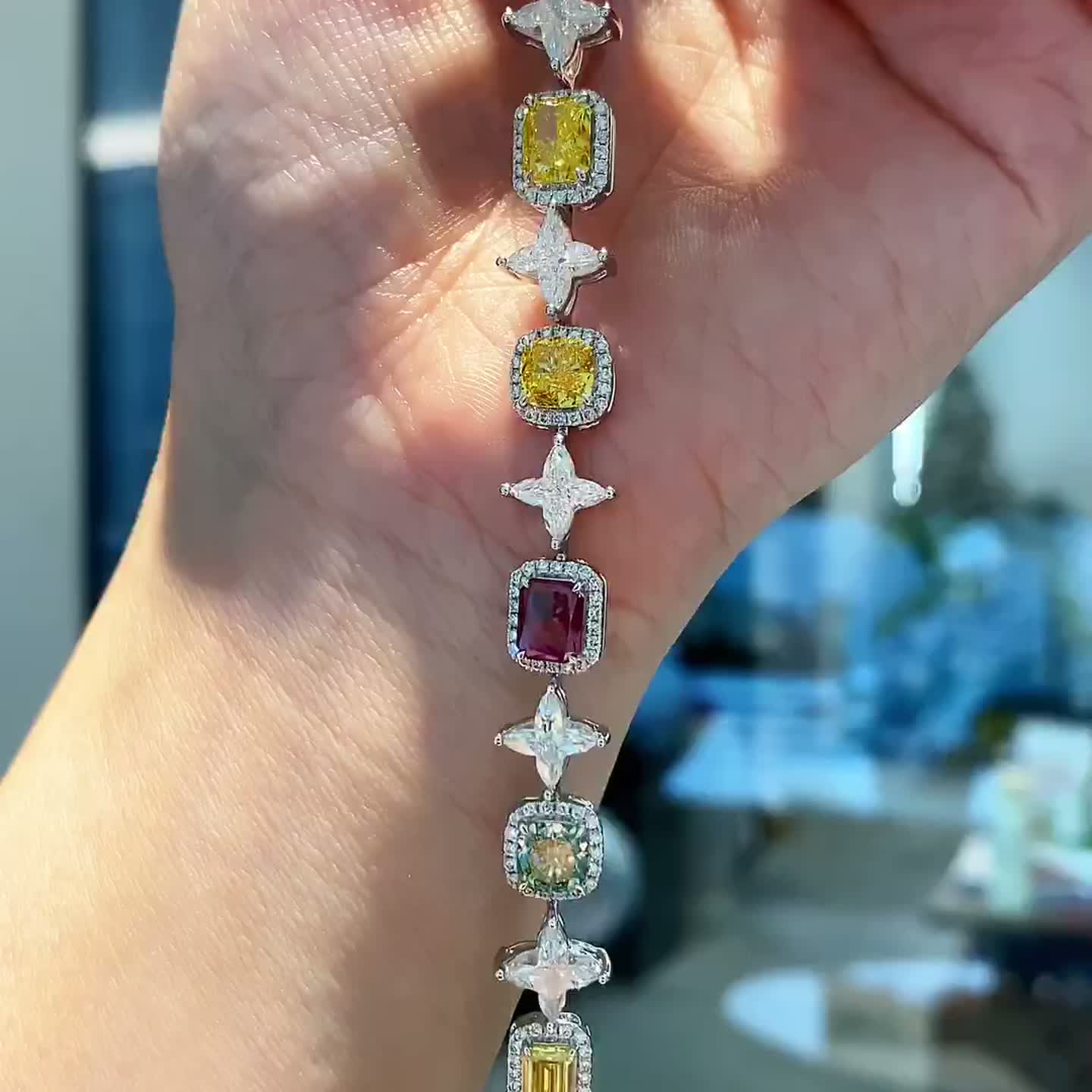 Rainbow Multi-Shape Diamond Bracelet — product photo 1 of 4