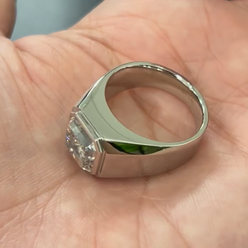 Kael Asscher Cut Lab Diamond Signet Ring | Bezel Set Statement — product photo 2 of 6