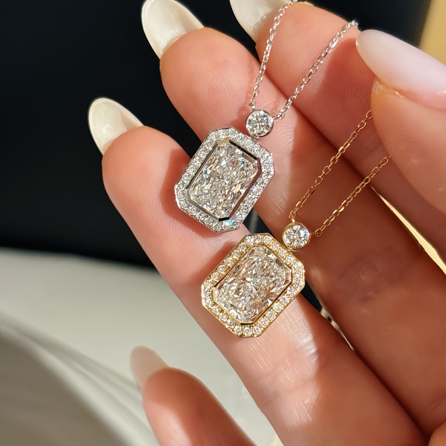 Radiant-Cut Diamond Halo Pendant — product photo 3 of 4