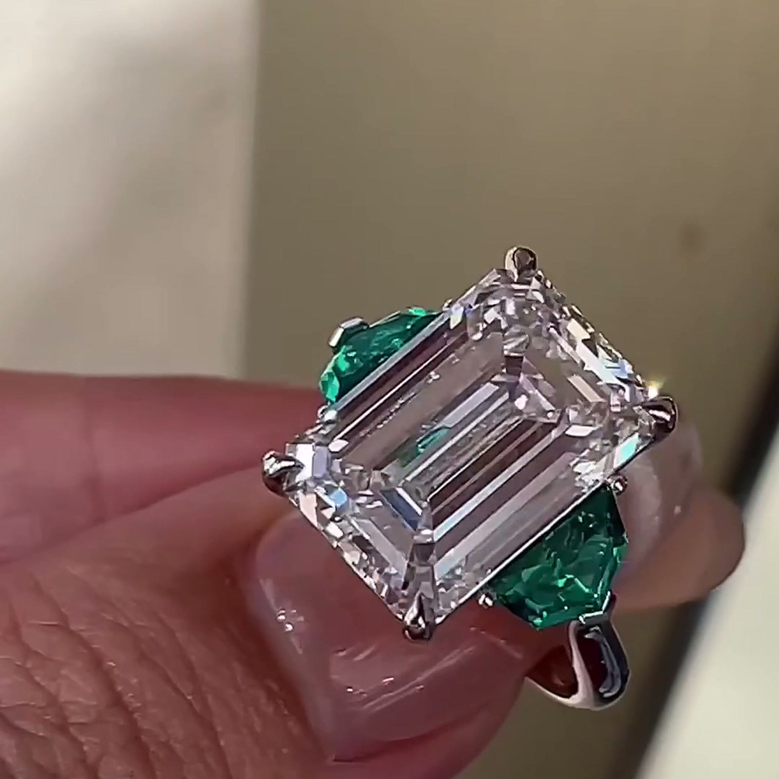 Emerald-Cut Lab-Grown Diamond Three-Stone Ring — product photo 4 of 4
