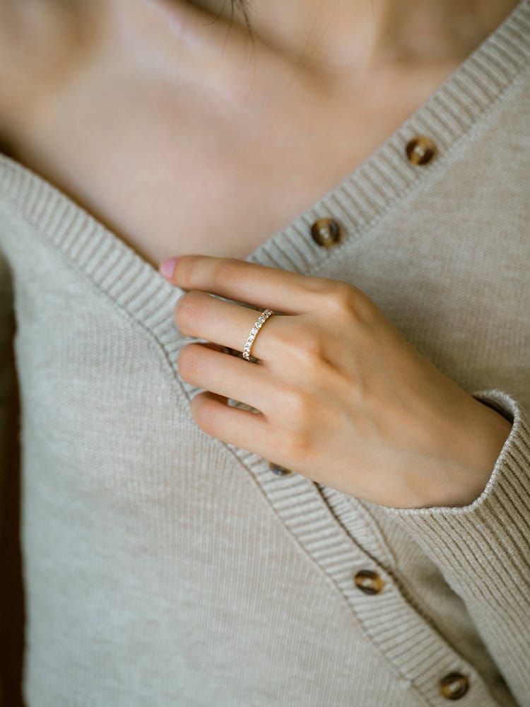 Eternity Round Diamond Thin Band | Full Pave Stackable Ring — product photo 6 of 6