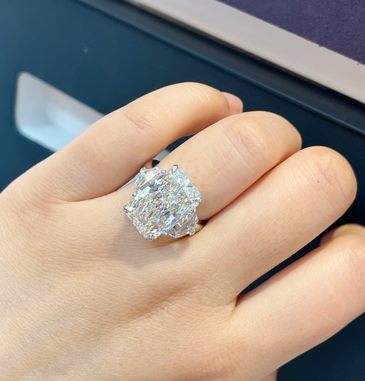 Valentina Radiant Lab Diamond Three Stone Engagement Ring — product photo 5 of 6