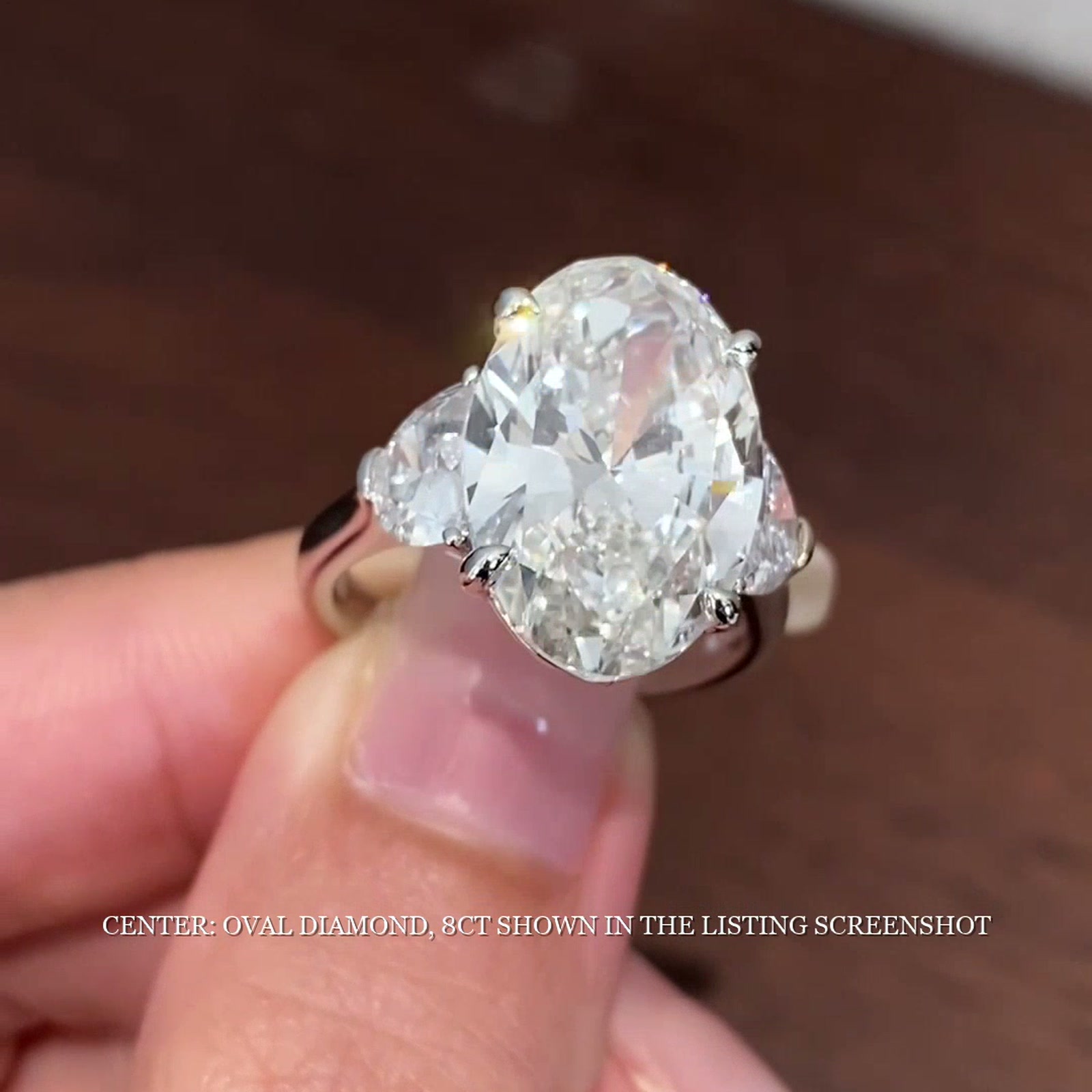 Oval Three-Stone Lab-Grown Diamond Ring — product photo 4 of 4