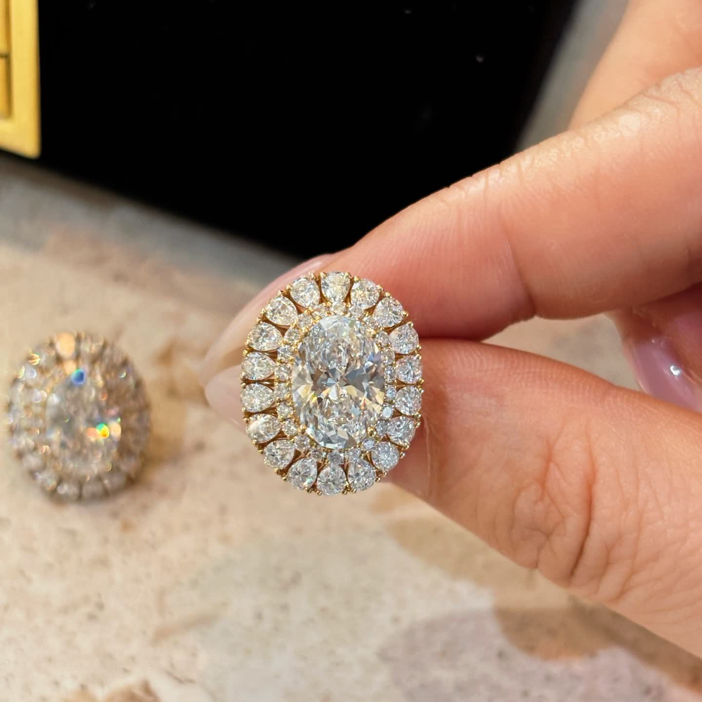 Oval Diamond Drop Earrings — product photo 4 of 4