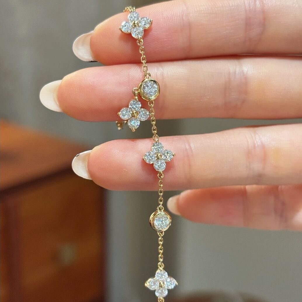 Clovera Clover & Bezel Lab Diamond Station Bracelet in 18K Yellow Gold — product photo 6 of 6