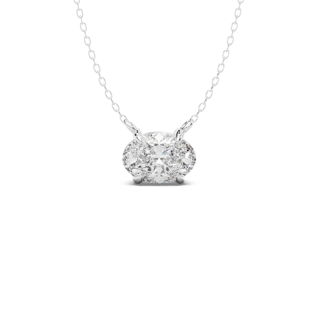 Oval Solitaire Lab-Grown Diamond Pendant Necklace — product photo 4 of 6