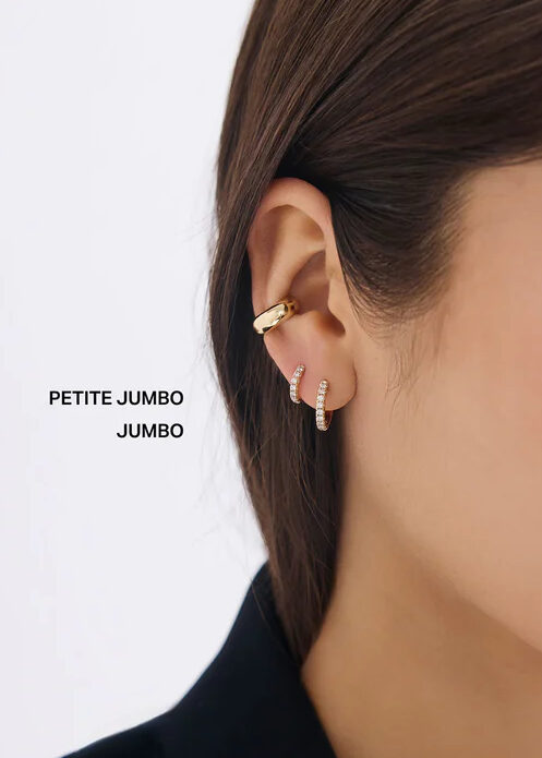 Jumbo Lab-Grown Diamond Huggies Earrings in 14K Solid Gold — product photo 2 of 6