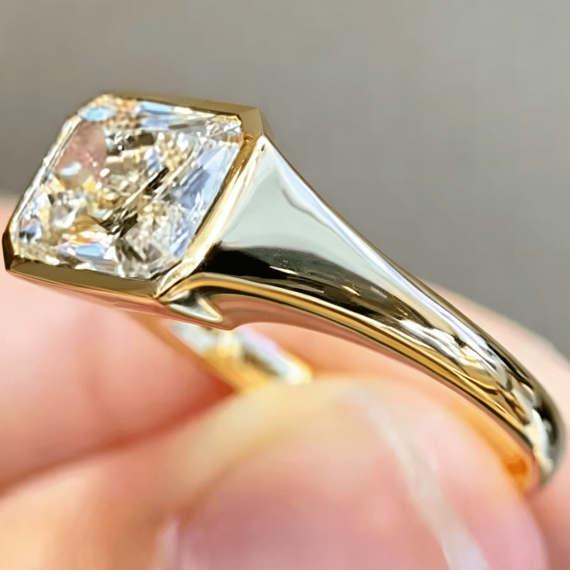 Old Money Radiant Cut Lab Diamond Signet Ring – Bezel Set Statement — product photo 2 of 6