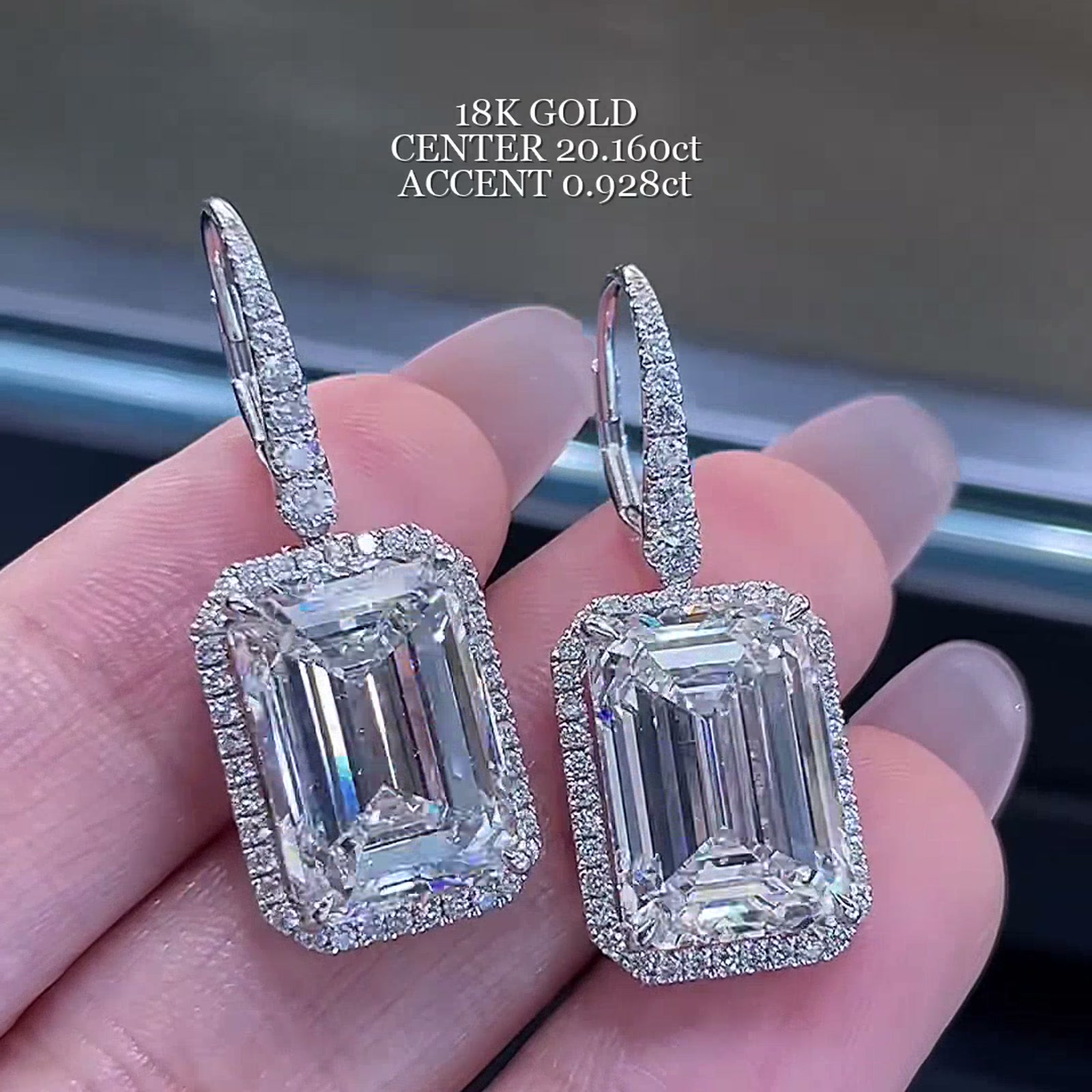 Emerald-Cut Lab-Grown Diamond Drop Earrings — product photo 2 of 4
