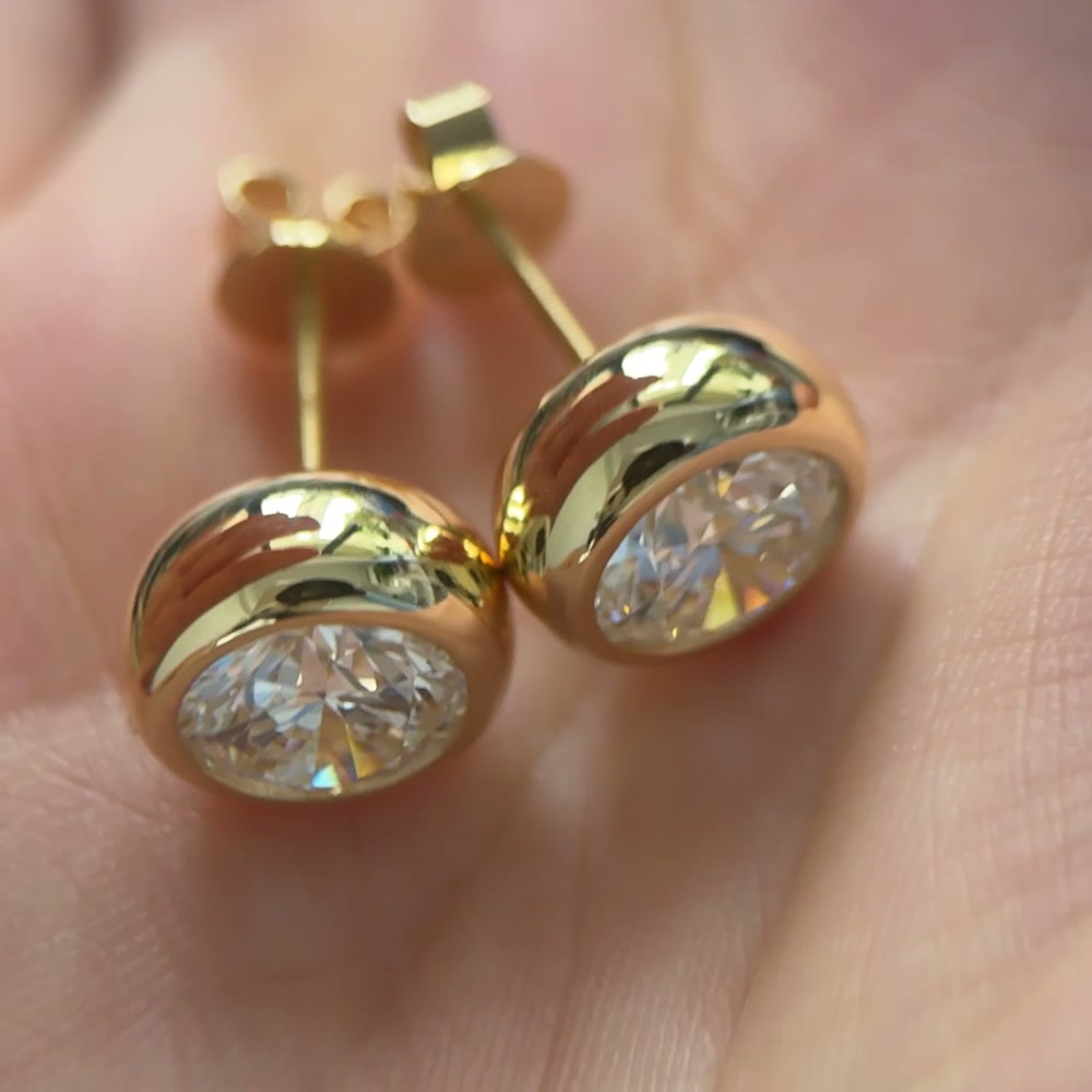 Bellamy Round Bubble Bezel Lab Diamond Stud Earrings — product photo 3 of 6