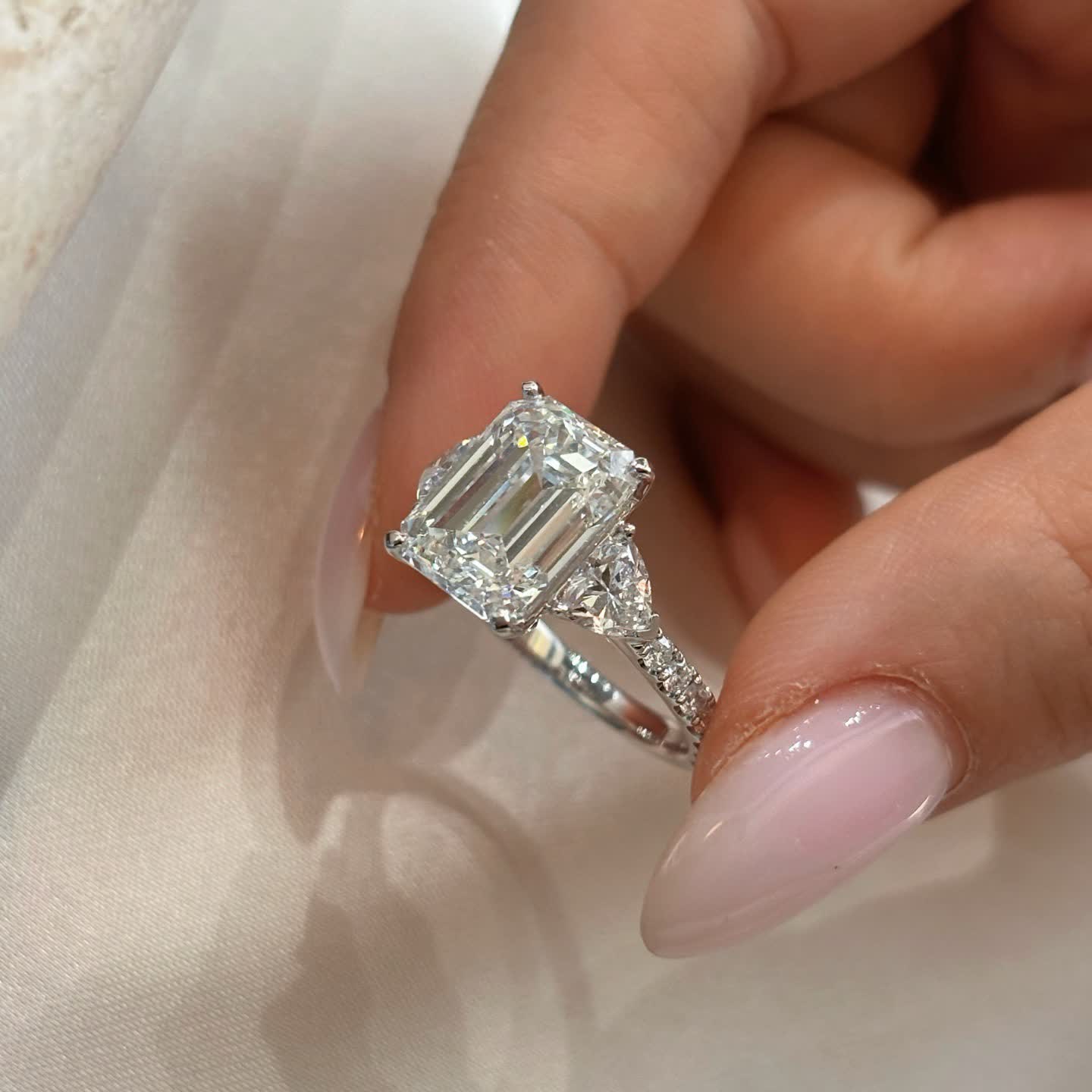 Emerald-Cut Three-Stone Diamond Ring — product photo 4 of 4