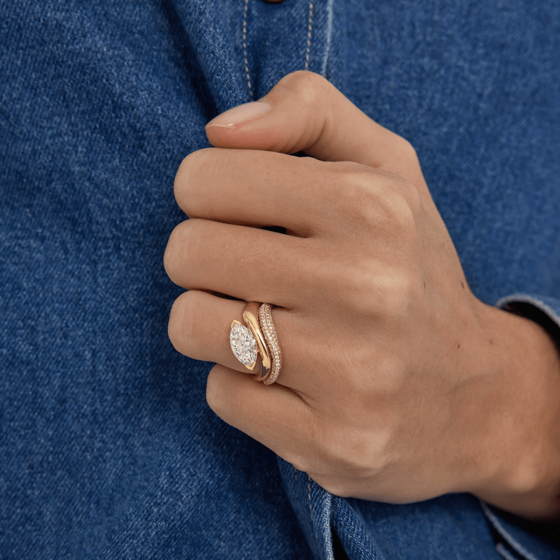 Wave Half Eternity Lab-Grown Diamond Band Ring — product photo 4 of 6
