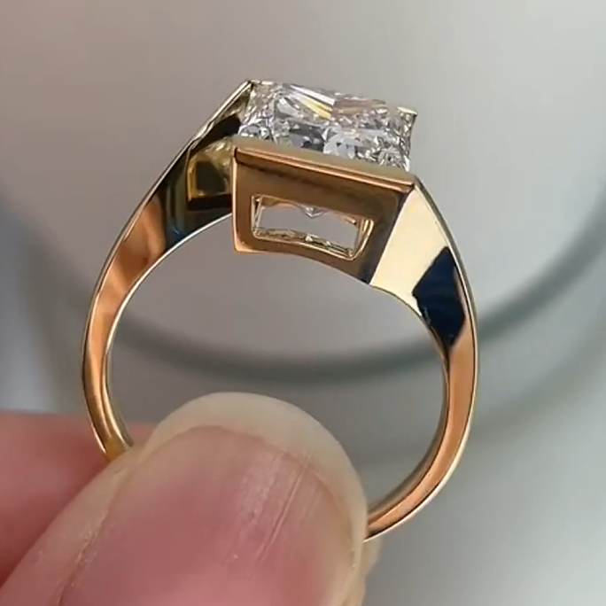 Vera Princess Cut Partial-Bezel Split-Band Lab-Grown Diamond Engagement Ring — product photo 3 of 5